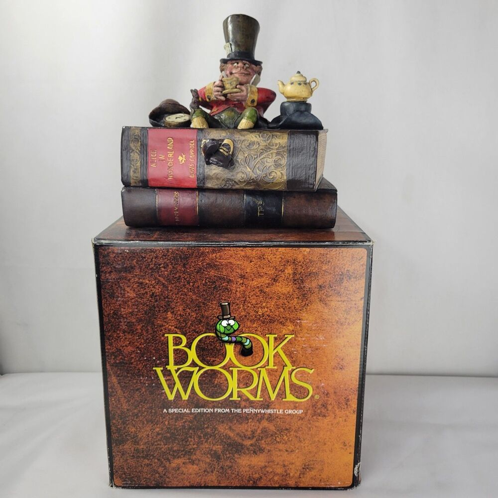 Rare Alice in Wonderland Sculpture Figurine Book Worms The Penny Whistle Group